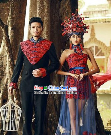 Red Ancient Chinese Wedding Bride Phoenix Coronet