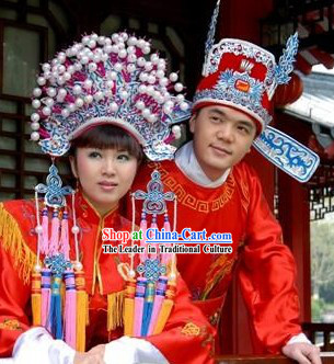 Ancient Chinese Wedding Phoenix Coronet and Zhuang Yuan Hat for Brides and Bridegrooms