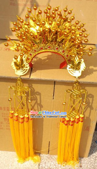 Ancient Chinese Opera Gold Butterfly Phoenix Coronet