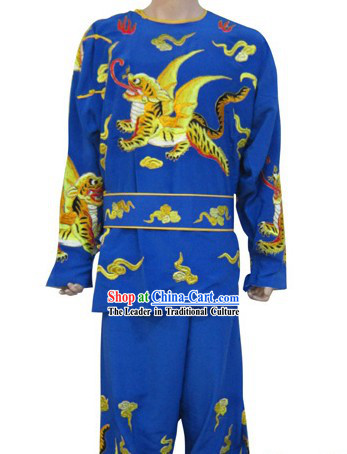 Ancient Chinese Opera Blue Solider Costume for Men