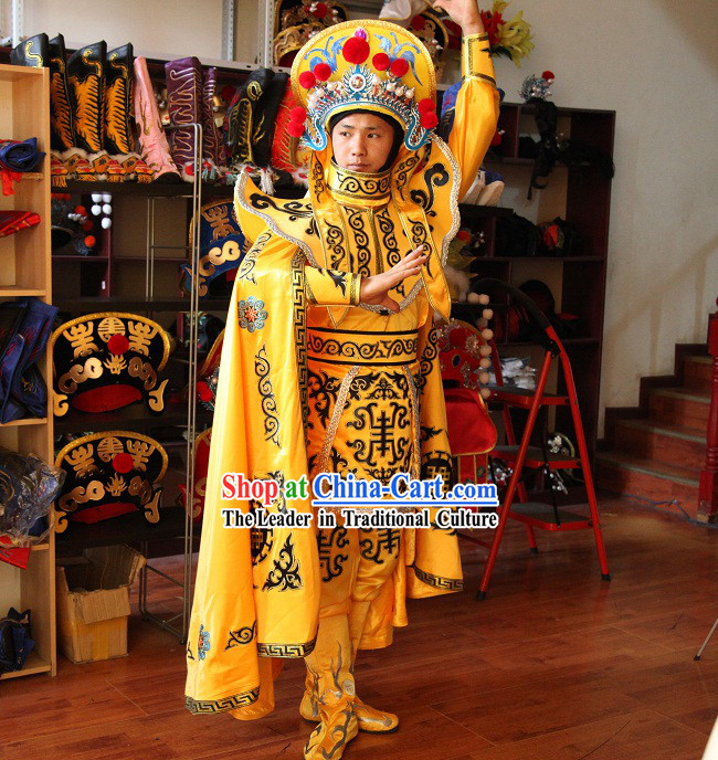 Sichuan's Face Changing Mask Performing Art Costume Pants Belt Hat and 10 Masks Complete Set for Men