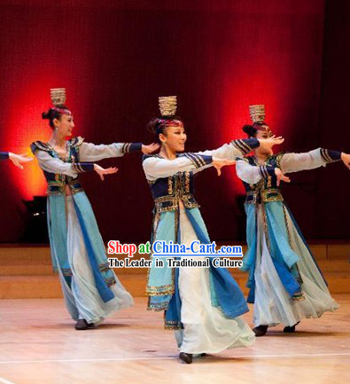 Traditional Chinese Xinjiang Minority Dance Costume and Hat for Women