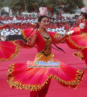 Traditional Chinese Xinjiang Garment and Hat for Women