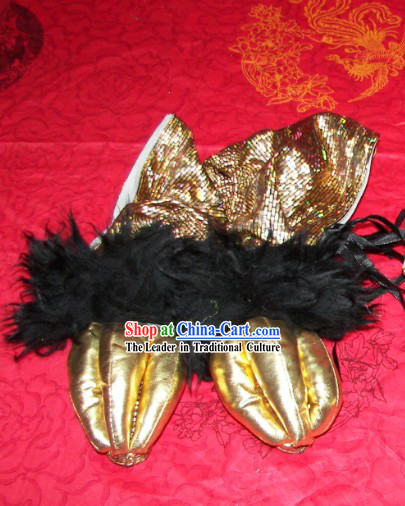 One Pair of Black Wool Lion Dance Claws