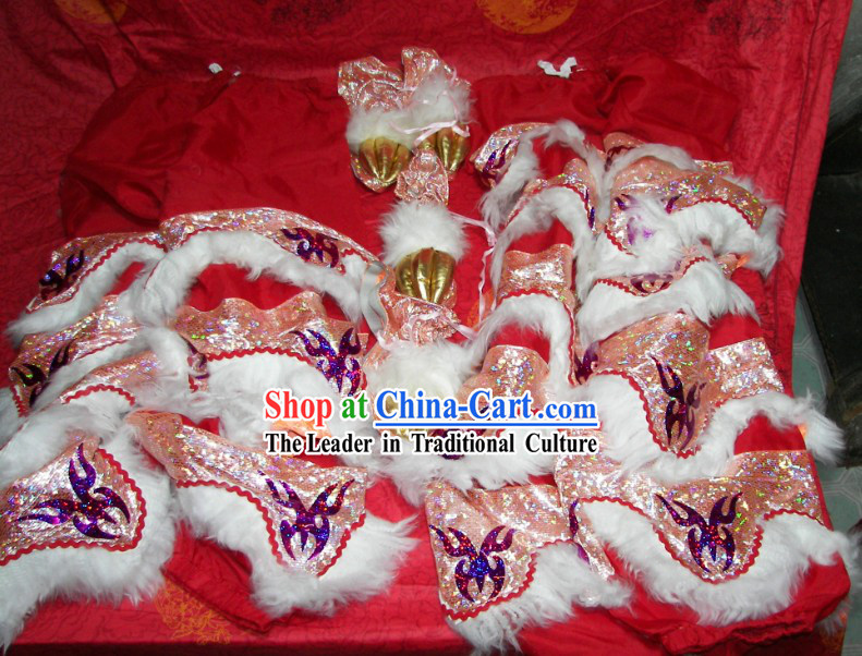 Bat Fu Pattern Two Pairs of Lion Dance Pants and Shoes Covers