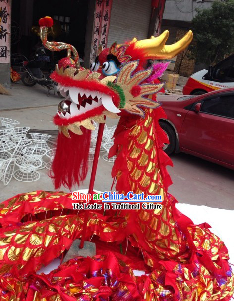 Red Color Chinese Lunar New Year Events Celebration Dragon Dance Costumes Complete Set