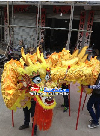 Traditional Handmade Festival Celebration Gold Dragon Dance Costumes Complete Set