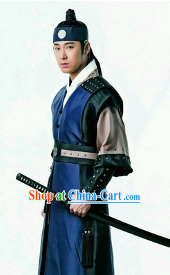 Ancient Korean Imperial Swordsman Hanbok and Headpiece Complete Set for Men