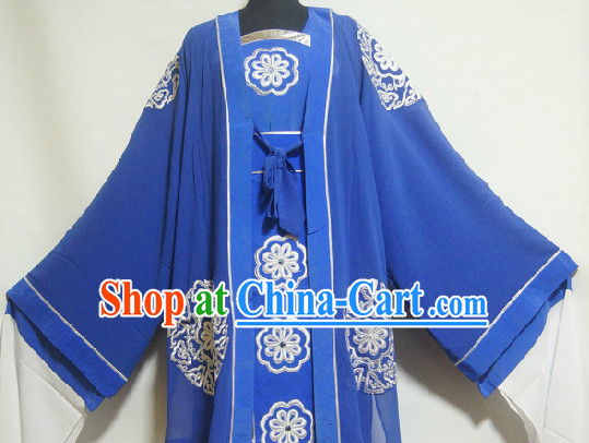 Chinese Ancient Blue Embroidery Clothes for Women