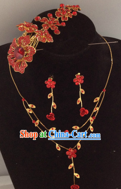 Chinese Traditional Wedding Hair Accessories and Necklace