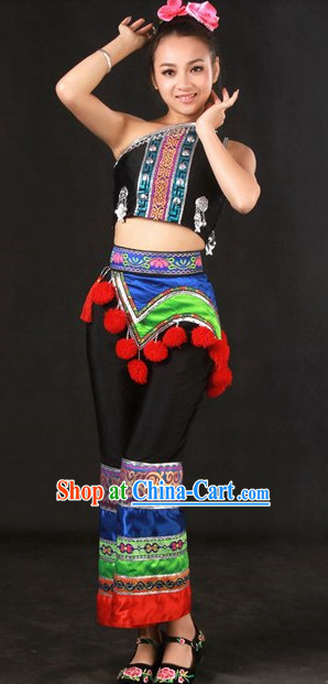 Yao Ethnic Minority Stage Costumes and Hat for Girls