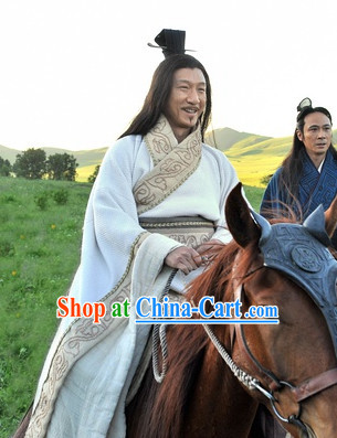 White Long Traditional Hanfu Dressese for Men