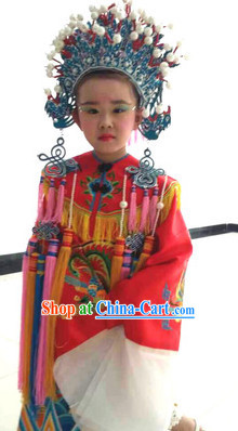 Traditional Chinese Phoenix Embroidered Costumes for Kids