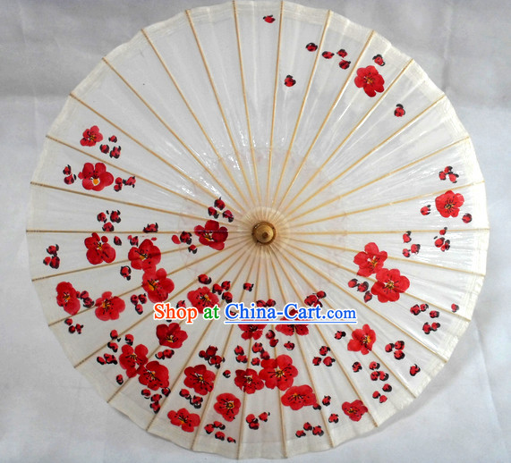 Traditional Chinese Hands Painted Red Flower Umbrella