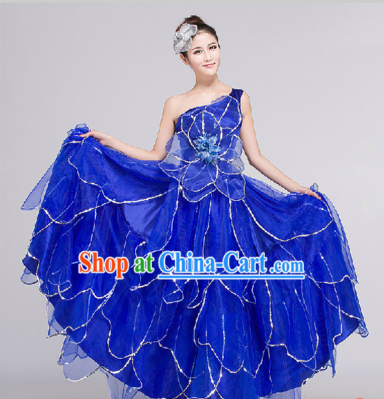 Blue Group Dance Costumes Complete Set for Women