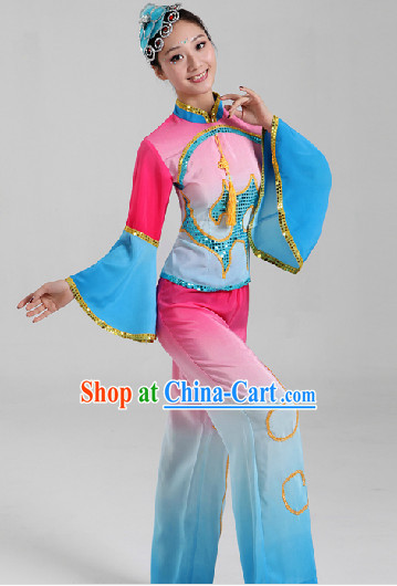 Enchanting Effect Folk Dance Costumes and Headwear Complete Set for Women
