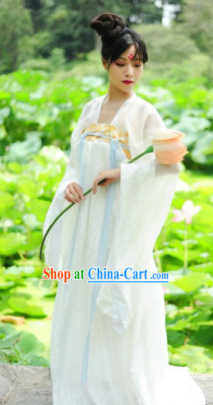 Tang Dynasty White Dresses for Women