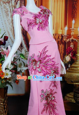 Southeast Asia Traditional Birthday Party Wear Clothes Complete Set for Women
