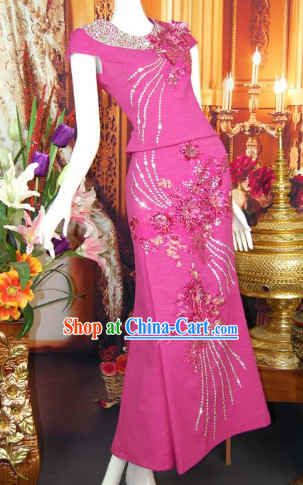 Southeast Asia Traditional Thailand Evening Dresses for Women