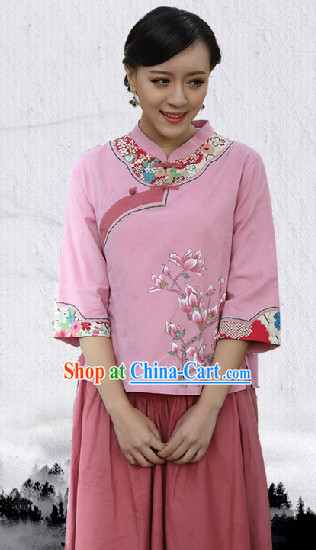 Hands Painted Mandarin Traditional Suit for Women