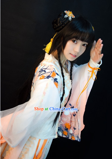 Traditional Chinese Classical Dancewear and Hair Accessories Complete Set