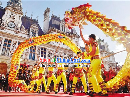 Gold Color Supreme Chinese Events Parade Chongqing Tongliang Dragon Dance Costume Complete Set