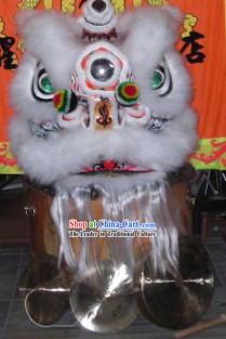 White and Black Ceremonial Fut San Lion Dance Costumes Complete Set