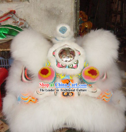 Pure White Wool Supreme Fut San Lion Dance Costumes Complete Set