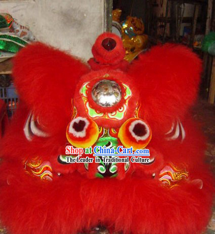 Congratulate on Chinese New Year Ancient Coins Pattern Long Wool Lion Dance Costumes Complete Set