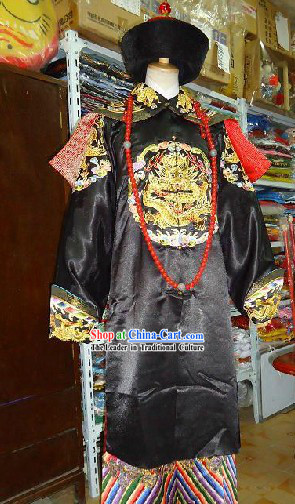 Qing Dynasty Imperial Palace Royal Family Member Chieftain Clothing and Hat for Men