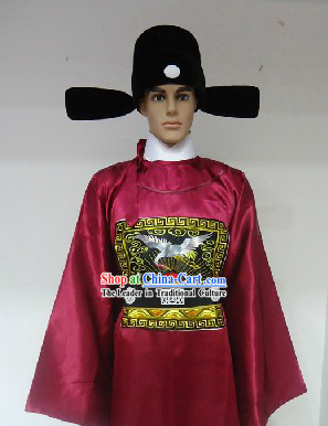 Traditional Chinese Stage Performance Ming Dynasty Government Official Robe and Hat for Men