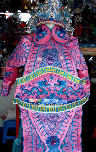 Traditional Chinese Peking Opera Da Kao Armor Costumes and Helmet for Children