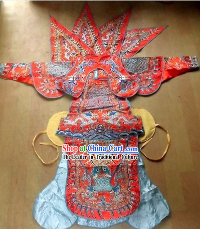 Traditional Chinese Peking Opera Da Kao Armor Costumes and Helmet for Children