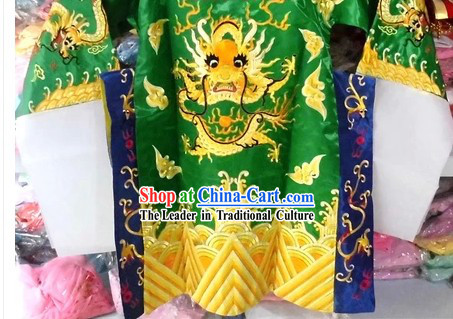 Chinese Peking Opera Guan Gong Guan Yu Green Costumes for Kids