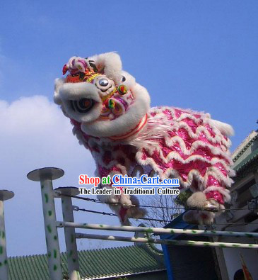 Cute Pink Handmade Lion Dance Costumes Complete Set