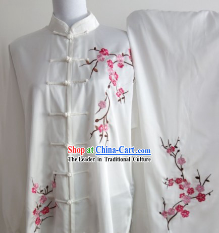 Plum Blossom Embroidery Long Sleeves Wu Shu Uniform Complete Set