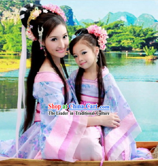 Ancient Chinese Long Trail Royal Family Costumes for Adult or Kids