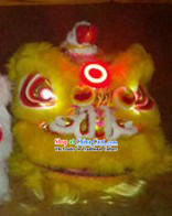 LED Lights Circle Yellow Wool Lion Dance Costumes Full Set