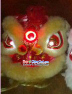 LED Lights Circle Maize-yellow Wool Lion Dance Costumes Full Set