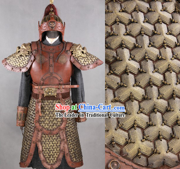 Ancient Chinese General Armor Costumes and Helmet Complete Set