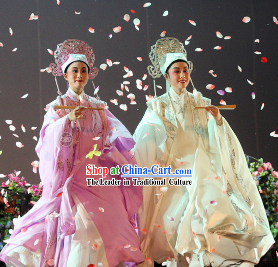 Traditional Chinese Peking Opera Butterfly Love Liang Shanbo and Zhu Yingtai Costumes and Hats