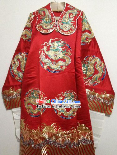 Hands Embroidered Pure Silk Peking Opera Dragon Costumes