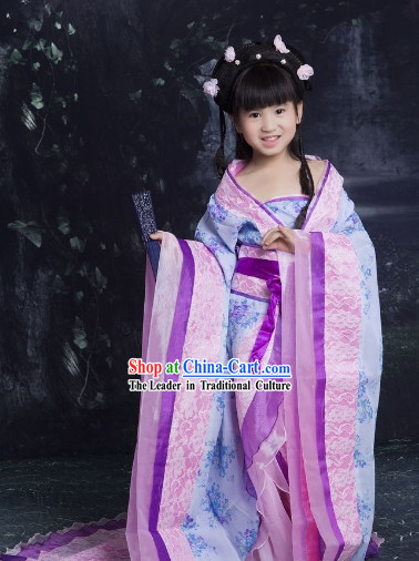 Chinese Princess Purple Guzhuang Hanfu Clothes for Kids