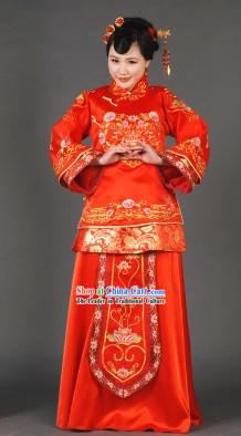 Red Xiuhe Wedding Garment Romantic Dress