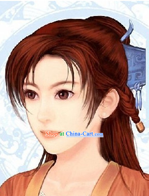 Ancient Chinese Style Red Female Knight Wig for Women