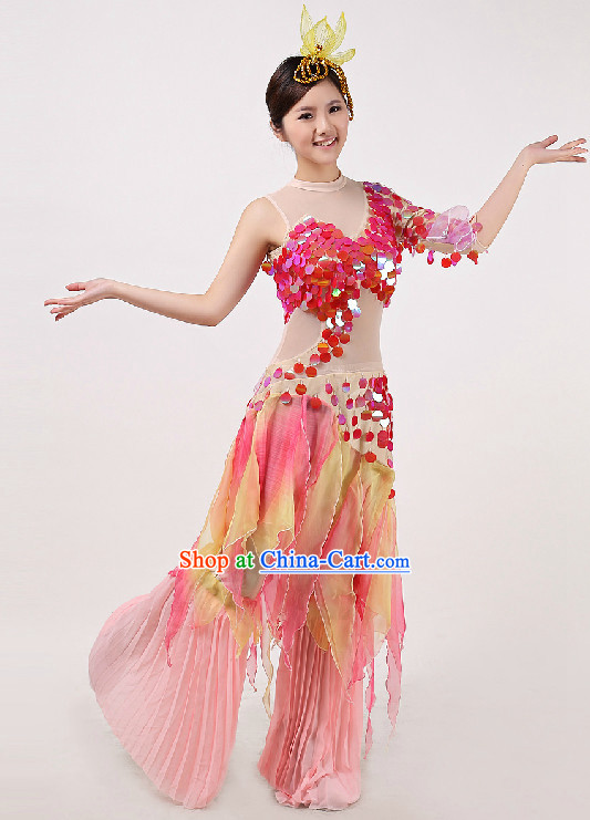 Mermaid Dance Costumes and Headwear Full Set for Women