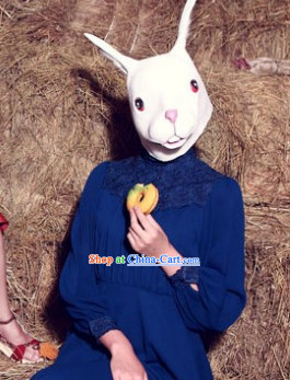 Stage Performance White Rabbit Head Mask