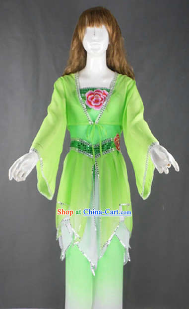 Green Fan Dancing Costumes Complete Set