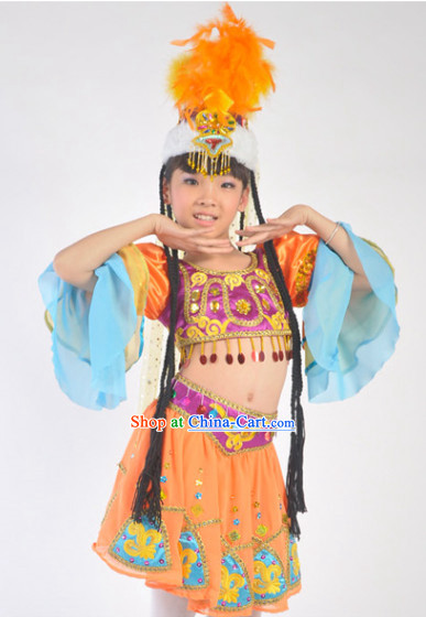 Traditional Chinese Xinjiang Dance Costumes for Kids