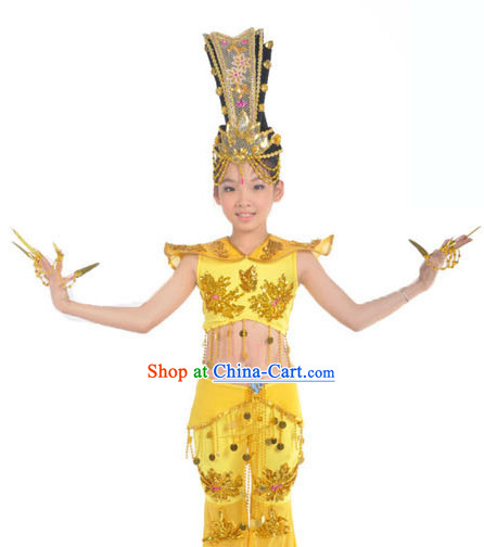 Thousands of Hands Kwan-yin Feitian Flying Fairy Dance Costumes and Headwear for Children